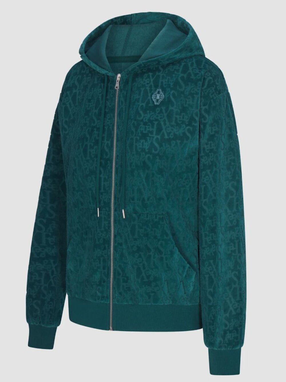 Savage X Fenty Signature Script Velour Zip Hoodie XL Green NWT